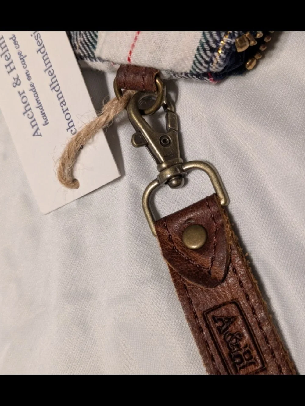 Anchor & Helm Handmade Red Plaid Leather Accent Wristlet
